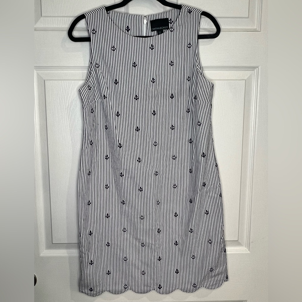 Cynthia Rowley Women’s Blue Seersucker Striped Dress with Anchors - Size 6